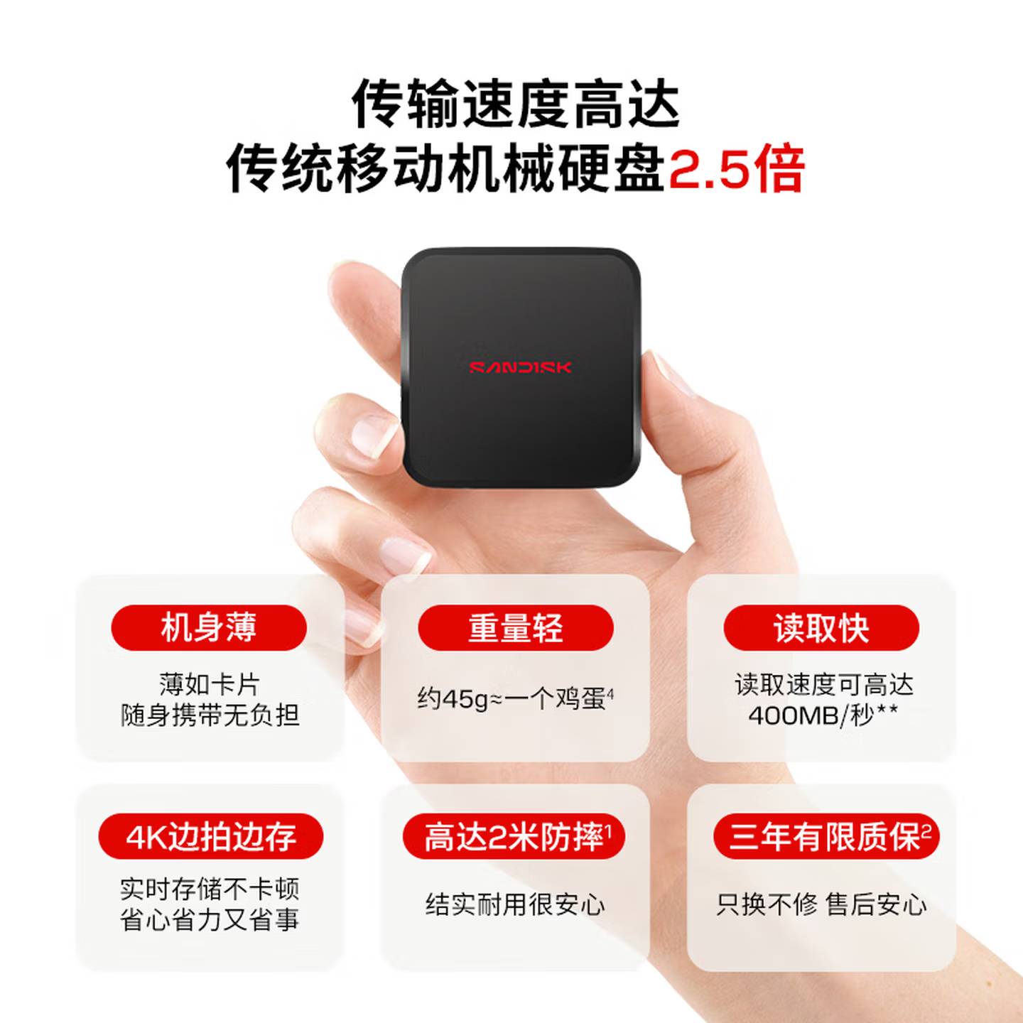 闪迪（SanDisk）ELE 1TB 移动固态硬盘（PSSD）
